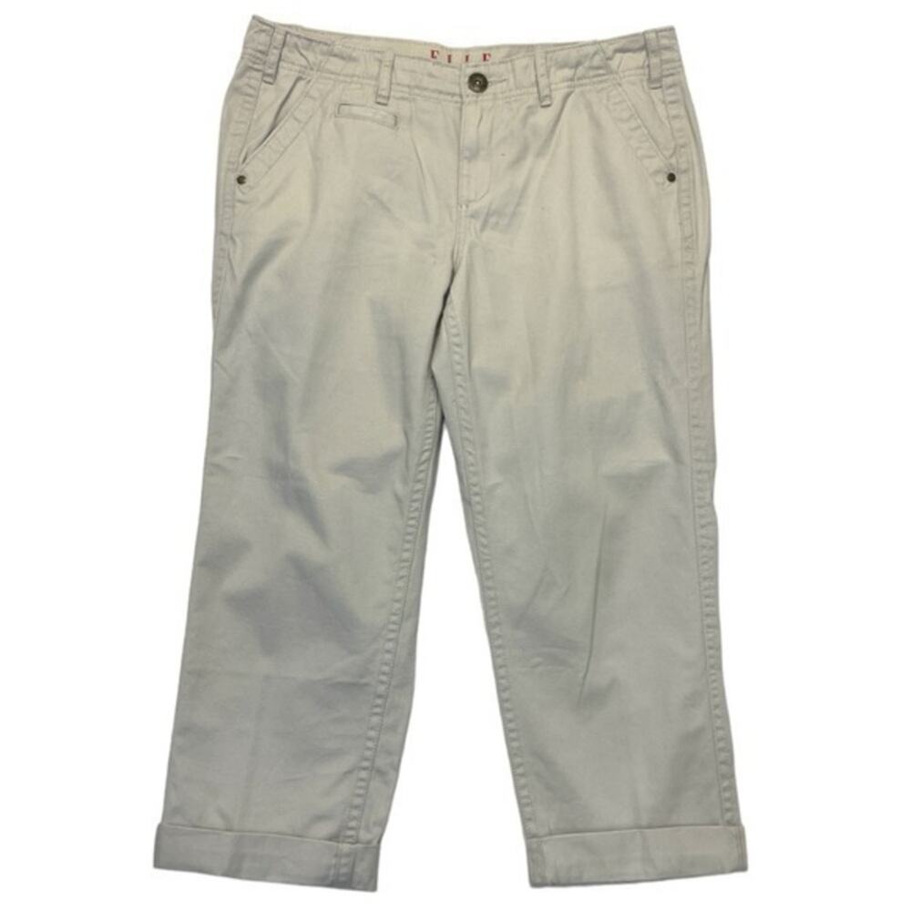 Elle Khaki Cropped Pants Size 10 tan cuffed capris